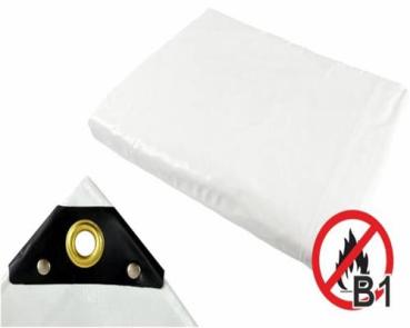 PVC-Abdeckplane ca. 650 g/m², schwer entflammbar B1, Farbe: Weiß, 8 x 10 m