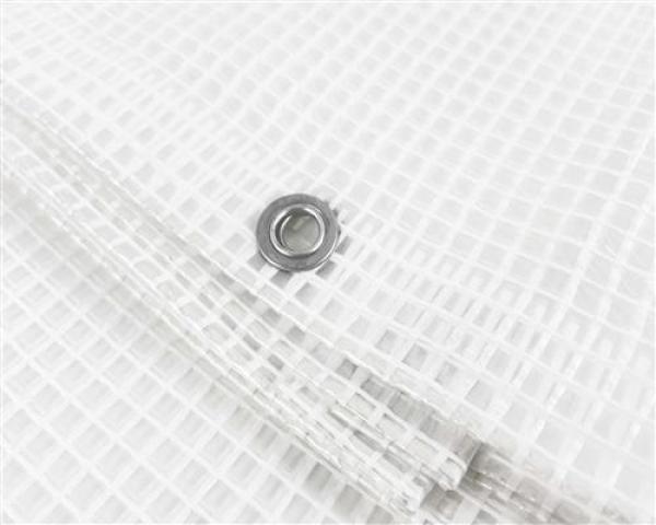 Gitterabdeckplane mit Metallösen, ca. 200 g/qm transparent