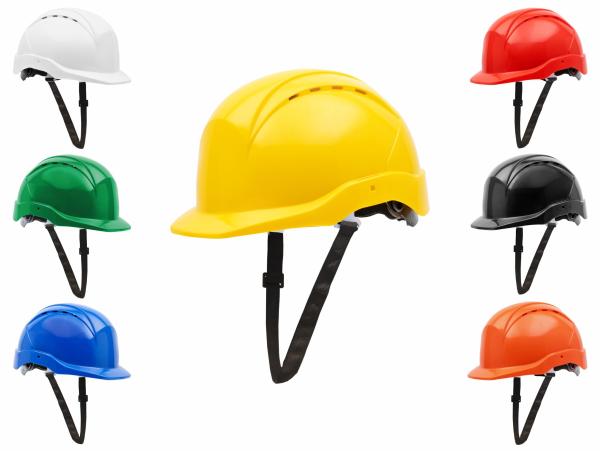 6 Punkt Bau- Schutzhelm mit Größenregulierung und Kinnriemen
