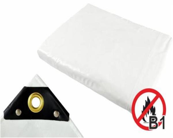 PVC-Abdeckplane ca. 650 g/m², schwer entflammbar B1, Farbe: Weiß, 10 x 12 m